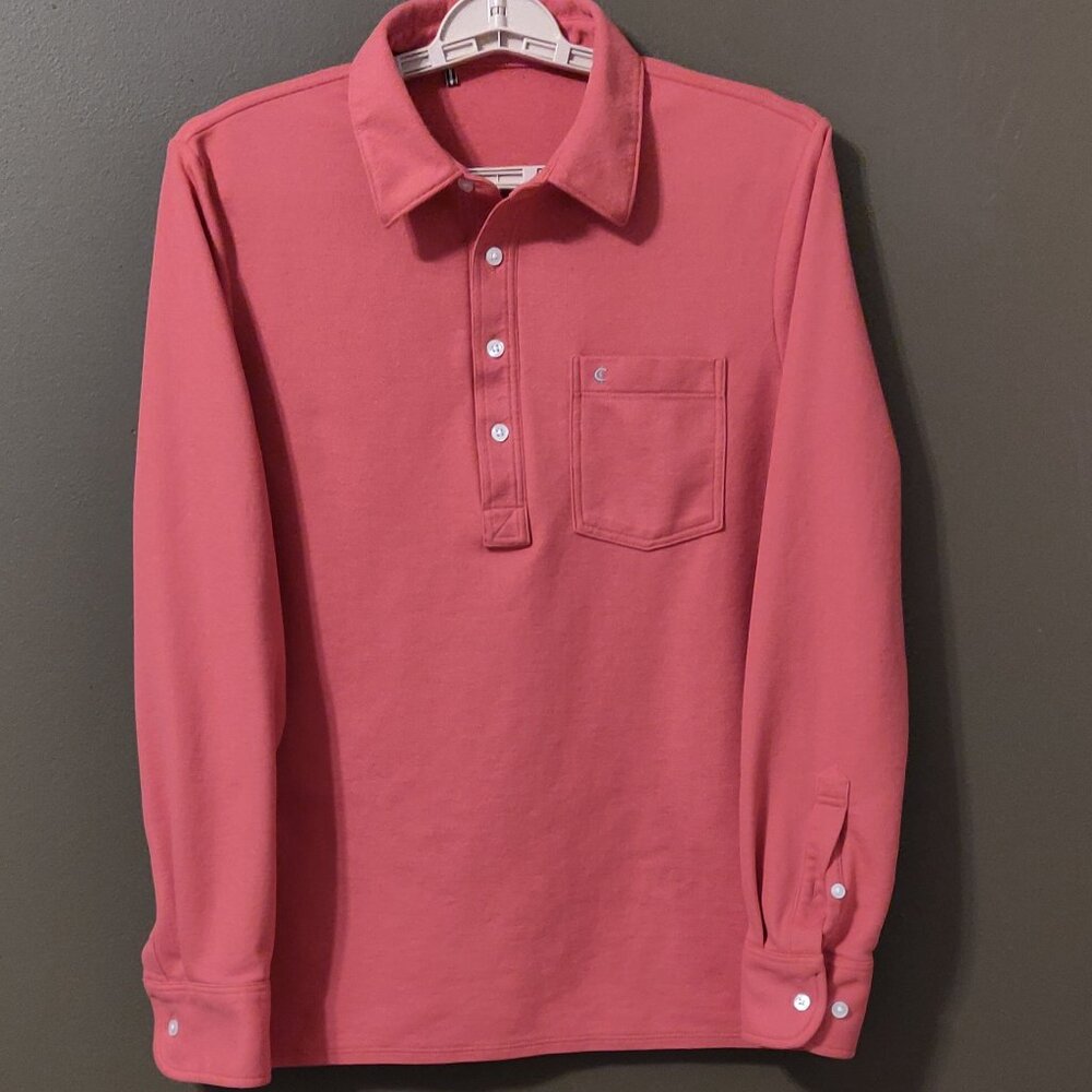 Criquet Long Sleeve Slim Fit Polo Shirt In Terracotta Men's MEDIUM